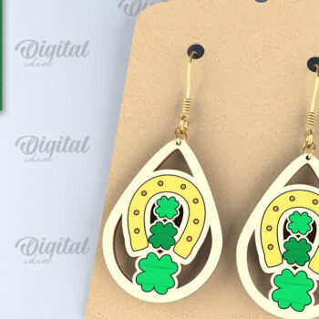 Intra απο ξύλο plywood 3mm-4mm πάχος – Σκουλαρίκια St. Patrick's Day Drop Lasercut Δίασταση 5x5 cm INTRAFABR-87838240 - Image 1