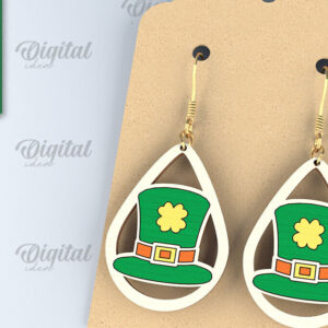 Intra απο ξύλο plywood 3mm-4mm πάχος – Σκουλαρίκια St. Patrick's Day Drop Lasercut Δίασταση  5x5 cm INTRAFABR-87838297