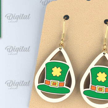Intra απο ξύλο plywood 3mm-4mm πάχος – Σκουλαρίκια St. Patrick's Day Drop Lasercut Δίασταση 5x5 cm INTRAFABR-87838297 - Image 1