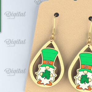 Intra απο ξύλο plywood 3mm-4mm πάχος – Σκουλαρίκια St. Patrick's Day Drop Lasercut Δίασταση  5x5 cm INTRAFABR-87838331