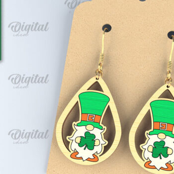 Intra απο ξύλο plywood 3mm-4mm πάχος – Σκουλαρίκια St. Patrick's Day Drop Lasercut Δίασταση  5x5 cm INTRAFABR-87838331 - Image 1