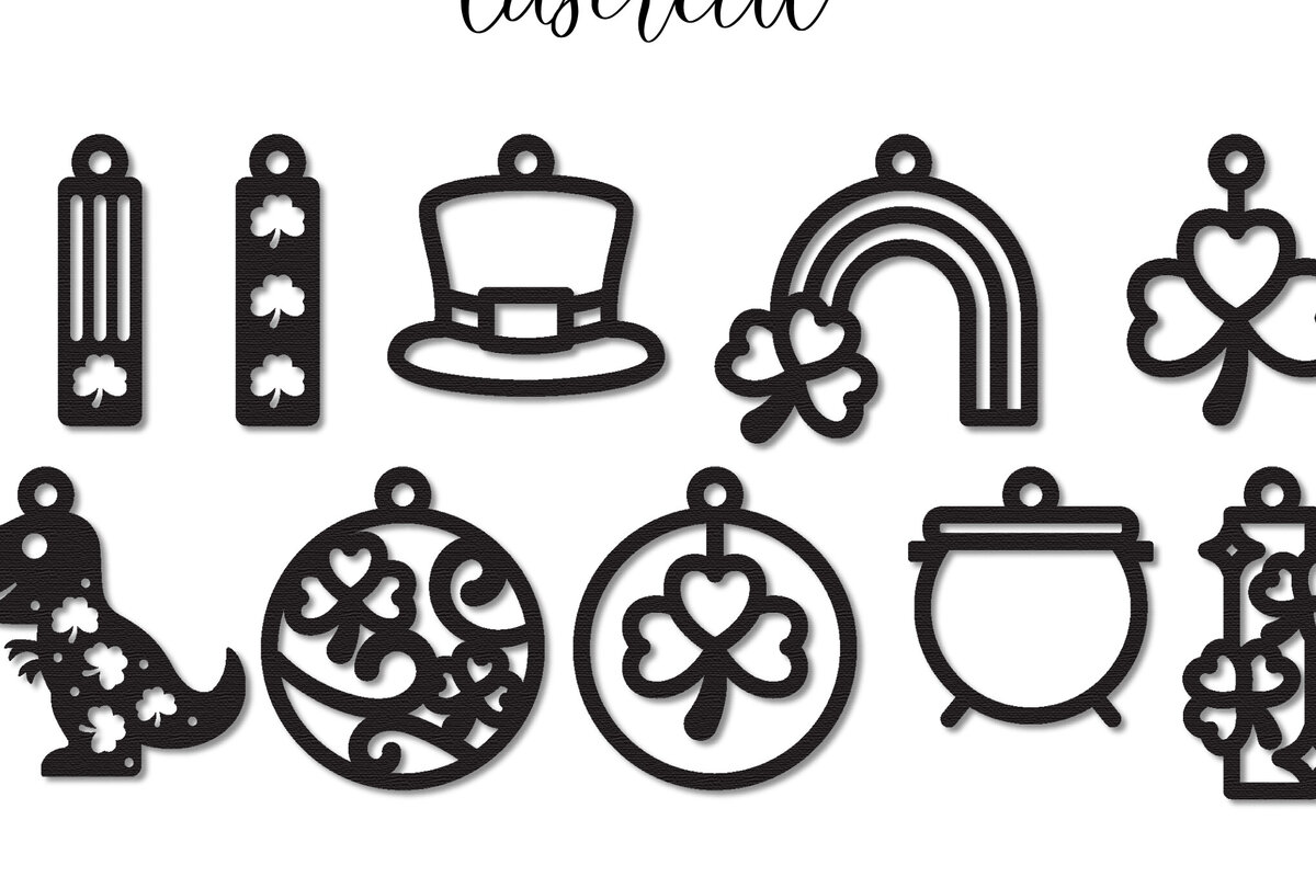 Intra απο ξύλο plywood 3mm-4mm πάχος – Σκουλαρίκια St Patrick's Day Lasercut Δίασταση  5x5 cm INTRAFABR-117725413