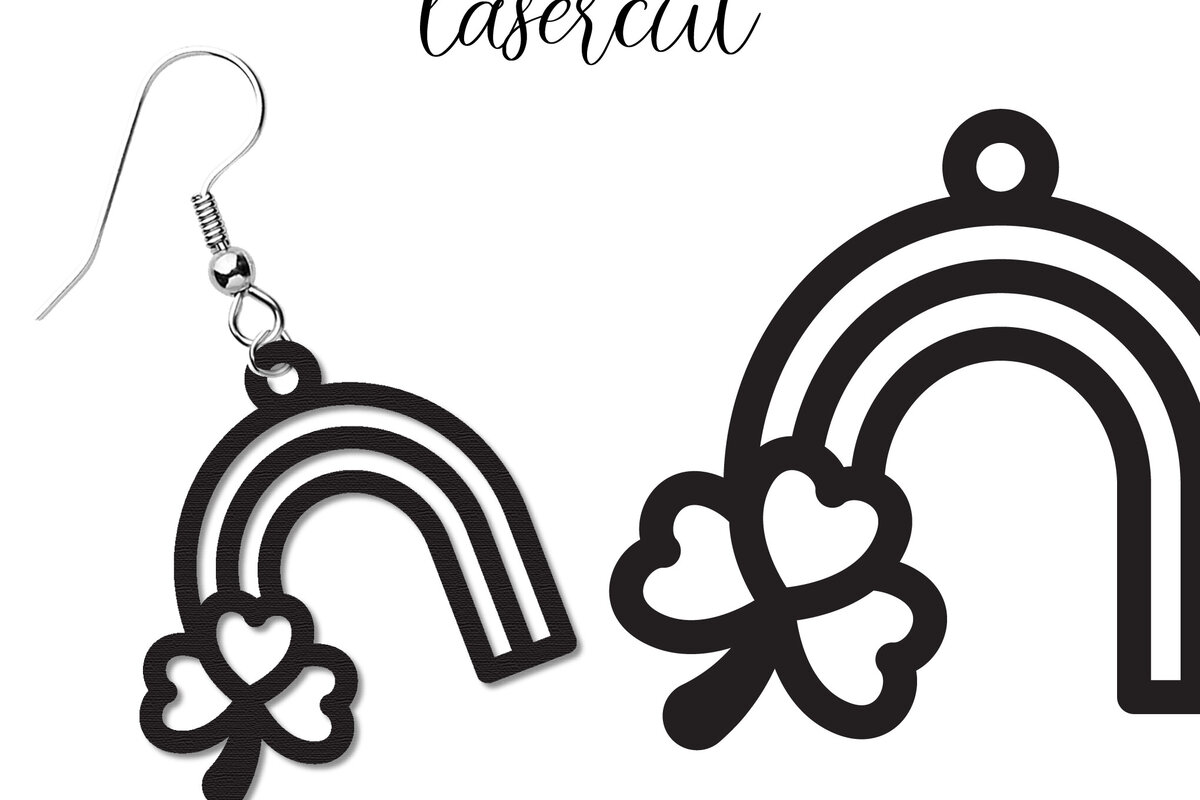 Intra απο ξύλο plywood 3mm-4mm πάχος – Σκουλαρίκια St Patrick's Day Lasercut Δίασταση  5x5 cm INTRAFABR-117724945