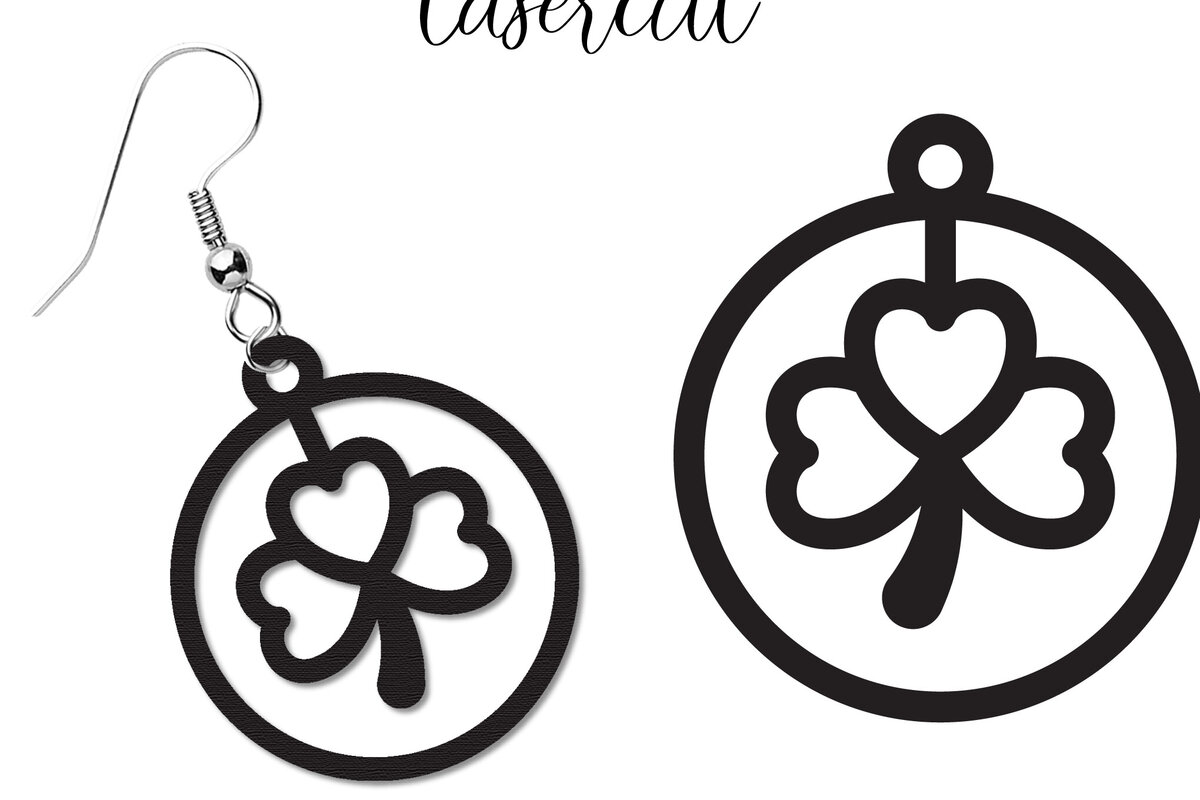 Intra απο ξύλο plywood 3mm-4mm πάχος – Σκουλαρίκια St Patrick's Day Lasercut Δίασταση  5x5 cm INTRAFABR-117725344