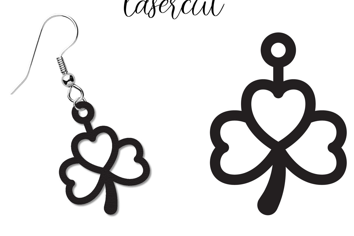 Intra απο ξύλο plywood 3mm-4mm πάχος – Σκουλαρίκια St Patrick's Day Lasercut Δίασταση  5x5 cm INTRAFABR-117724924