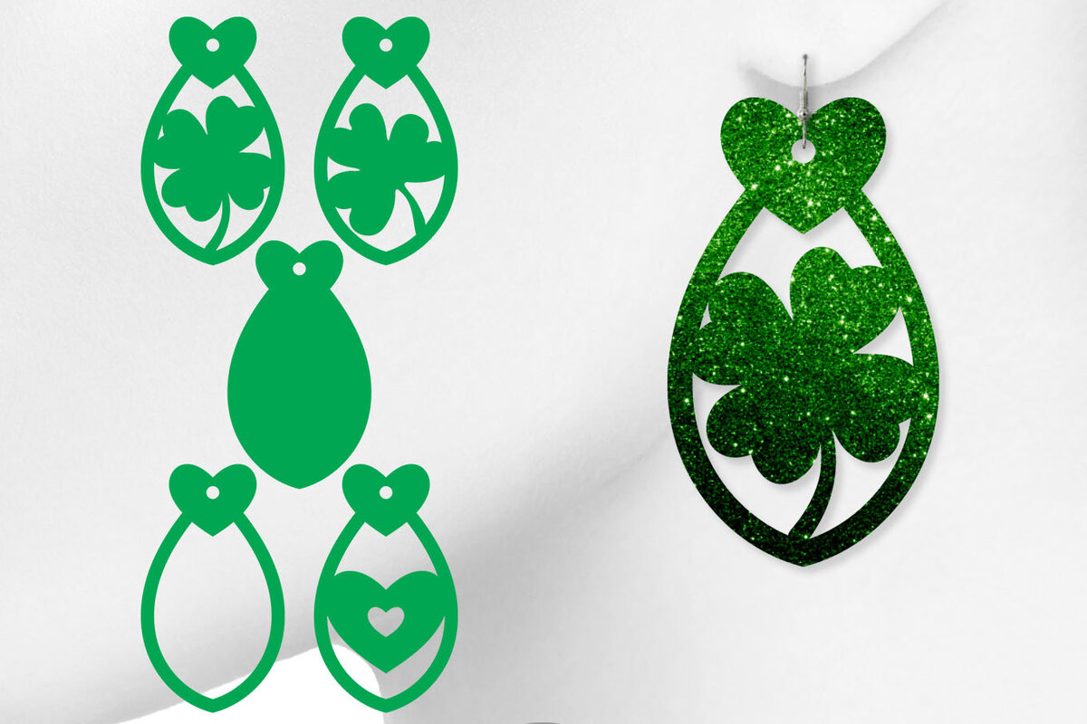Intra απο ξύλο plywood 3mm-4mm πάχος – St Patrick's Day Earring, Teardrops Δίασταση  5x5 cm INTRAFABR-7996498