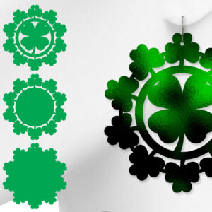 Intra απο ξύλο plywood 3mm-4mm πάχος – Σκουλαρίκια St Patrick's Day, 4 φύλλα τριφύλλι Δίασταση  5x5 cm INTRAFABR-6890458