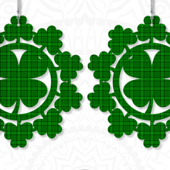 Intra απο ξύλο plywood 3mm-4mm πάχος – Σκουλαρίκια St Patrick's Day, 4 φύλλα τριφύλλι Δίασταση  5x5 cm INTRAFABR-6890458 - Image 2