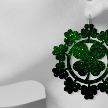 Intra απο ξύλο plywood 3mm-4mm πάχος – Σκουλαρίκια St Patrick's Day, 4 φύλλα τριφύλλι Δίασταση  5x5 cm INTRAFABR-6890458 - Image 3