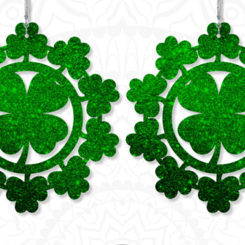 Intra απο ξύλο plywood 3mm-4mm πάχος – Σκουλαρίκια St Patrick's Day, 4 φύλλα τριφύλλι Δίασταση  5x5 cm INTRAFABR-6890458 - Image 7