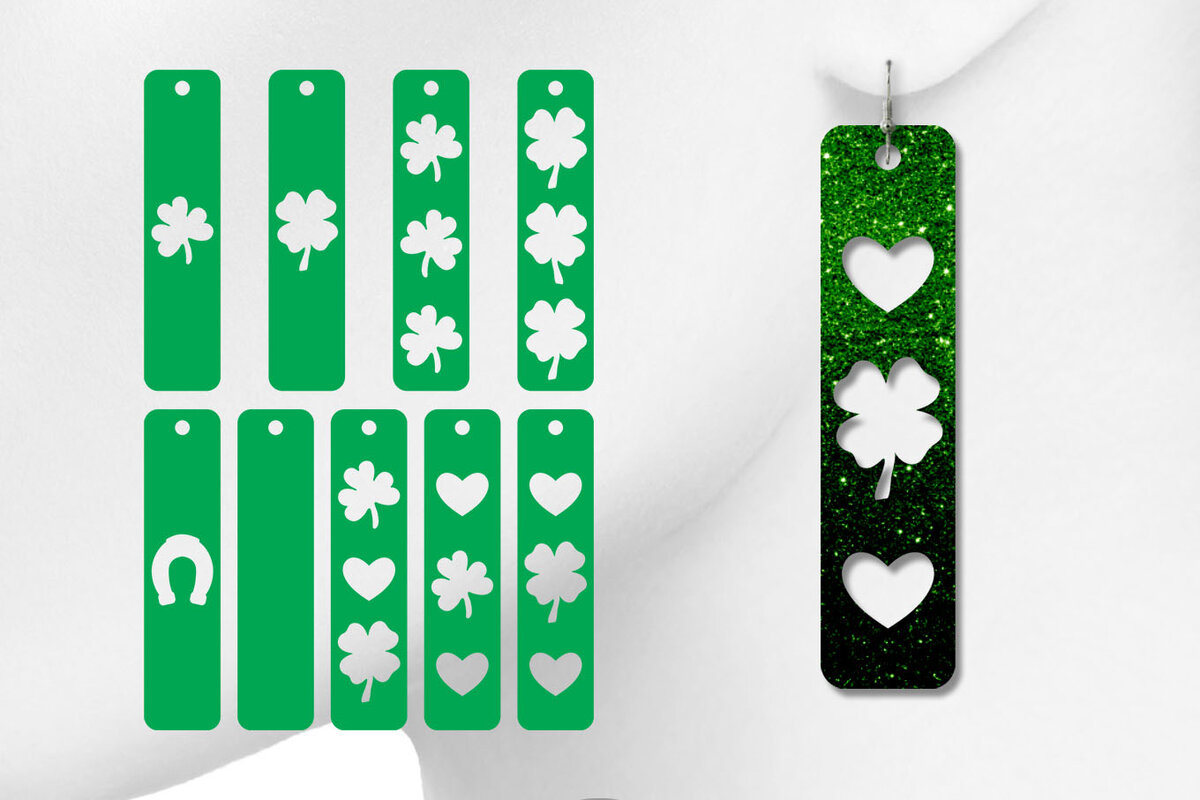 Intra απο ξύλο plywood 3mm-4mm πάχος – Σκουλαρίκια St Patrick's Day, Bar Earrings Δίασταση  5x5 cm INTRAFABR-7757394