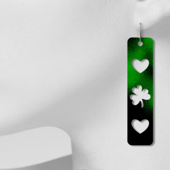 Intra απο ξύλο plywood 3mm-4mm πάχος – Σκουλαρίκια St Patrick's Day, Bar Earrings Δίασταση  5x5 cm INTRAFABR-7757394 - Image 4