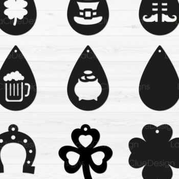 Intra απο ξύλο plywood 3mm-4mm πάχος – Πακέτο με σκουλαρίκια St Patrick's Day Δίασταση  5x5 cm INTRAFABR-67847620 - Image 1