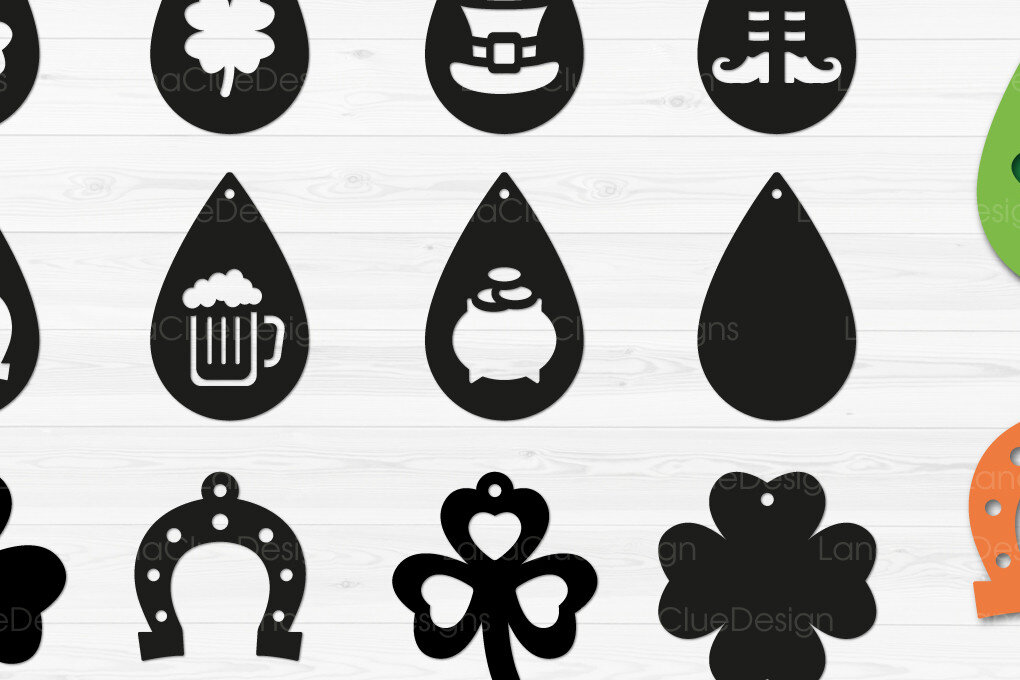 Intra απο ξύλο plywood 3mm-4mm πάχος – Πακέτο με σκουλαρίκια St Patrick's Day Δίασταση  5x5 cm INTRAFABR-67847620