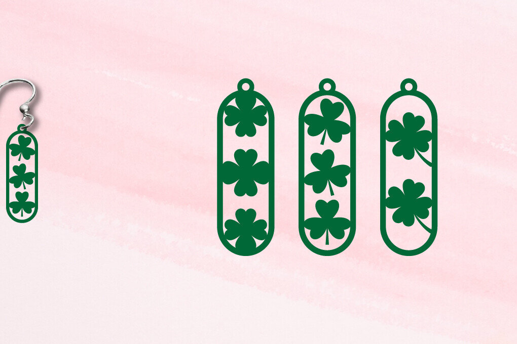 Intra απο ξύλο plywood 3mm-4mm πάχος – Πακέτο με σκουλαρίκια St Patrick's Day Δίασταση  5x5 cm INTRAFABR-114930236