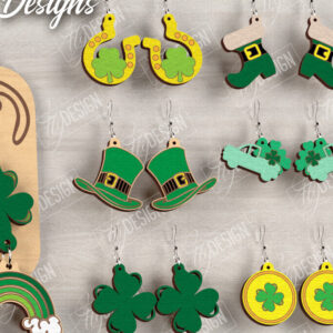 Intra απο ξύλο plywood 3mm-4mm πάχος – Πακέτο σκουλαρίκια St Patrick's Day | CNC Δίασταση  5x5 cm INTRAFABR-115434927