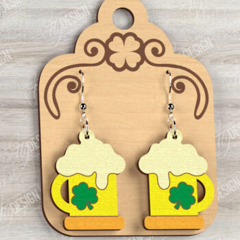 Intra απο ξύλο plywood 3mm-4mm πάχος – Πακέτο σκουλαρίκια St Patrick's Day | CNC Δίασταση  5x5 cm INTRAFABR-115434927 - Image 3