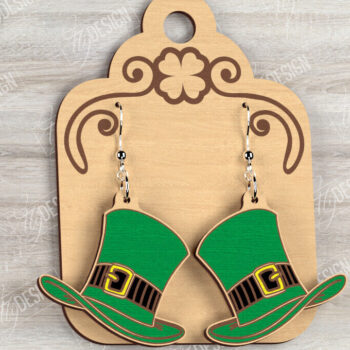 Intra απο ξύλο plywood 3mm-4mm πάχος – Πακέτο σκουλαρίκια St Patrick's Day | CNC Δίασταση  5x5 cm INTRAFABR-115434927 - Image 4