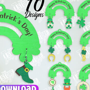 Intra απο ξύλο plywood 3mm-4mm πάχος – Πακέτο σκουλαρίκια St Patrick's Day | CNC Δίασταση  5x5 cm INTRAFABR-114248233 - Image 1