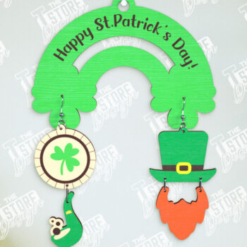 Intra απο ξύλο plywood 3mm-4mm πάχος – Πακέτο σκουλαρίκια St Patrick's Day | CNC Δίασταση  5x5 cm INTRAFABR-114248233 - Image 2