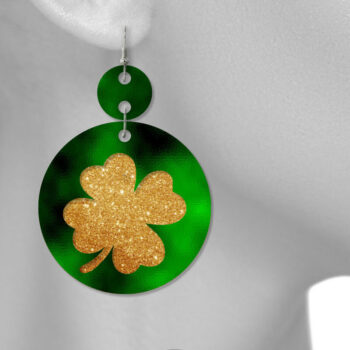 Intra απο ξύλο plywood 3mm-4mm πάχος – Σκουλαρίκια St Patrick's Day, Clover Δίασταση  5x5 cm INTRAFABR-7355086 - Image 2