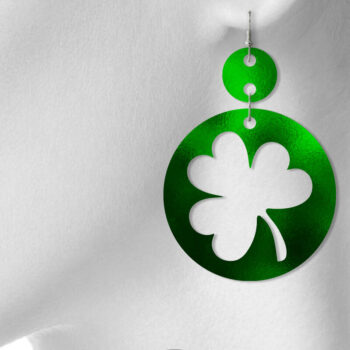 Intra απο ξύλο plywood 3mm-4mm πάχος – Σκουλαρίκια St Patrick's Day, Clover Δίασταση  5x5 cm INTRAFABR-7355086 - Image 5