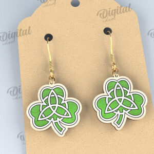 Intra απο ξύλο plywood 3mm-4mm πάχος – St Patricks Day Σκουλαρίκια με λέιζερ Δίασταση  5x5 cm INTRAFABR-114202077