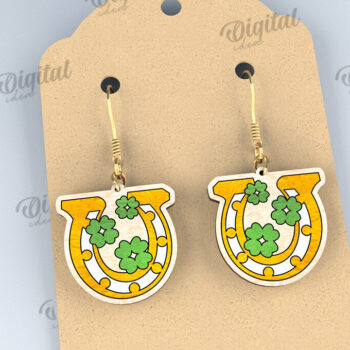 Intra απο ξύλο plywood 3mm-4mm πάχος – St Patricks Day Σκουλαρίκια με λέιζερ Δίασταση  5x5 cm INTRAFABR-114201296 - Image 1