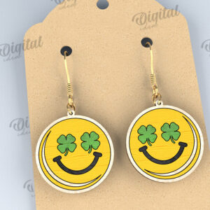 Intra απο ξύλο plywood 3mm-4mm πάχος – St Patricks Day Σκουλαρίκια με λέιζερ Δίασταση  5x5 cm INTRAFABR-114201337