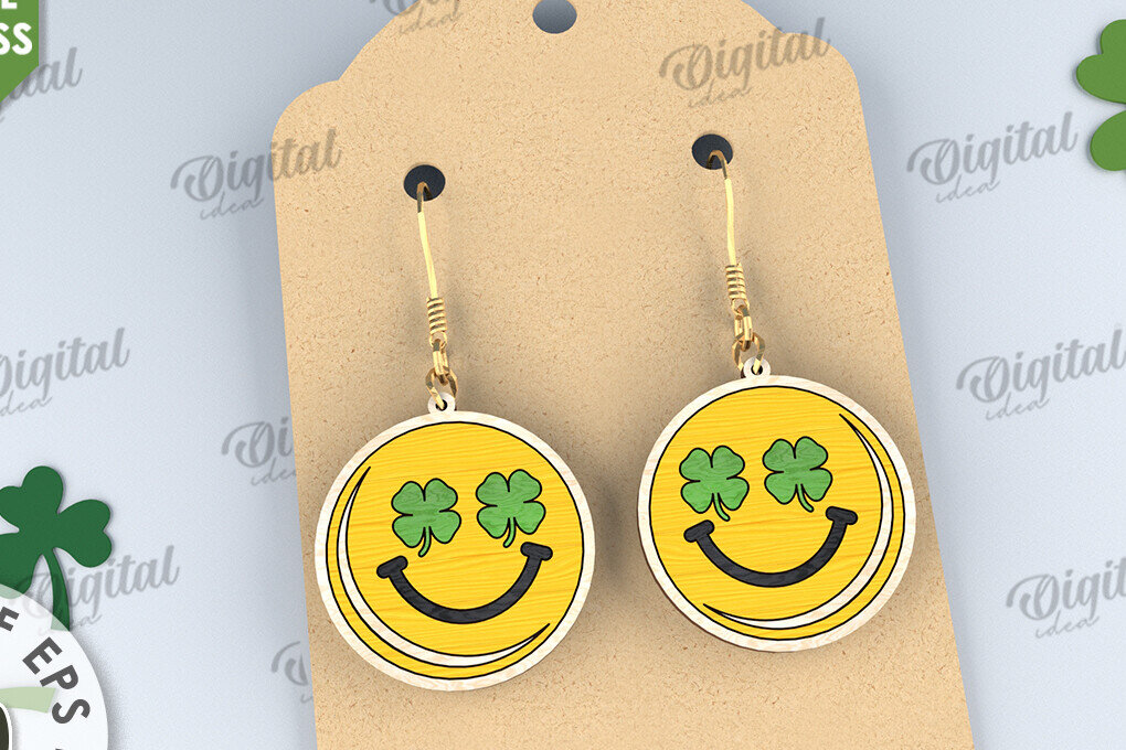 Intra απο ξύλο plywood 3mm-4mm πάχος – St Patricks Day Σκουλαρίκια με λέιζερ Δίασταση  5x5 cm INTRAFABR-114201337