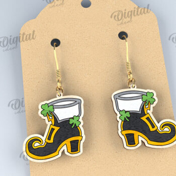 Intra απο ξύλο plywood 3mm-4mm πάχος – St Patricks Day Σκουλαρίκια με λέιζερ Δίασταση  5x5 cm INTRAFABR-114201414 - Image 1