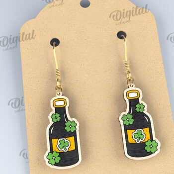 Intra απο ξύλο plywood 3mm-4mm πάχος – St Patricks Day Σκουλαρίκια με λέιζερ Δίασταση  5x5 cm INTRAFABR-114201662 - Image 1