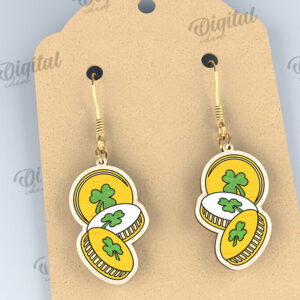 Intra απο ξύλο plywood 3mm-4mm πάχος – St Patricks Day Σκουλαρίκια με λέιζερ Δίασταση  5x5 cm INTRAFABR-114201718