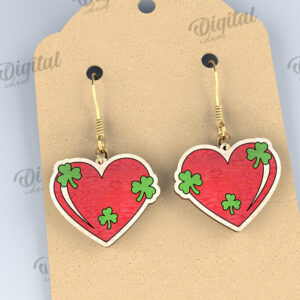 Intra απο ξύλο plywood 3mm-4mm πάχος – St Patricks Day Σκουλαρίκια με λέιζερ Δίασταση  5x5 cm INTRAFABR-114202048