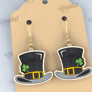 Intra απο ξύλο plywood 3mm-4mm πάχος – St Patricks Day Σκουλαρίκια με λέιζερ Δίασταση  5x5 cm INTRAFABR-114201168