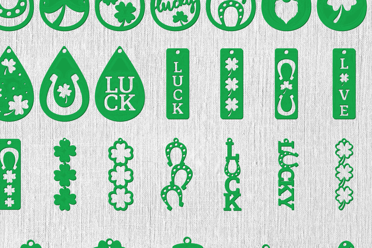 Intra απο ξύλο plywood 3mm-4mm πάχος – Πακέτο Lasercut με σκουλαρίκια St Patricks Day Δίασταση  5x5 cm INTRAFABR-91614744
