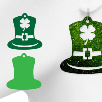 Intra απο ξύλο plywood 3mm-4mm πάχος – Σκουλαρίκια St Patrick's Day Καπέλο καλικάτζαρου Δίασταση  5x5 cm INTRAFABR-7124133 - Image 1