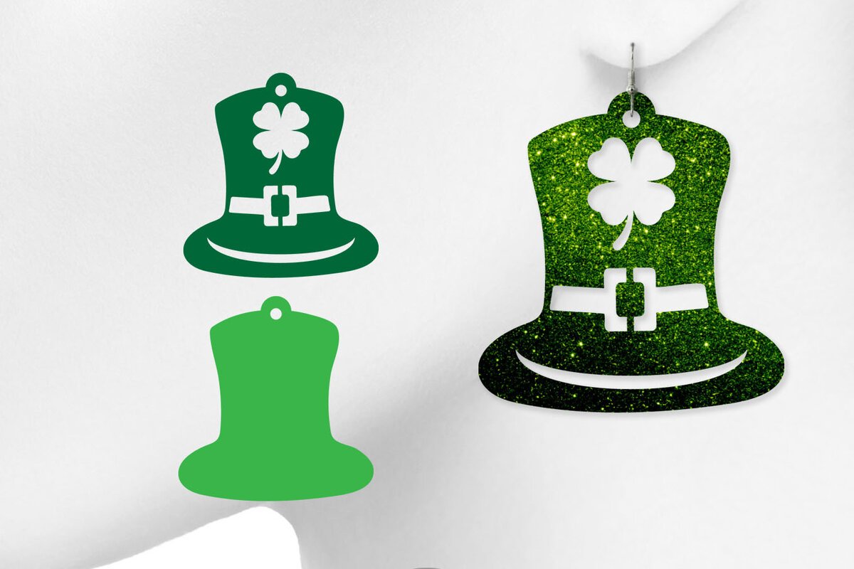 Intra απο ξύλο plywood 3mm-4mm πάχος – Σκουλαρίκια St Patrick's Day Καπέλο καλικάτζαρου Δίασταση  5x5 cm INTRAFABR-7124133