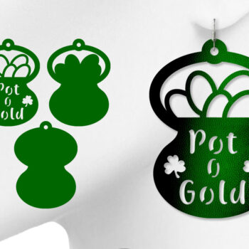 Intra απο ξύλο plywood 3mm-4mm πάχος – Σκουλαρίκια St Patrick's Day, Pot of Gold Δίασταση  5x5 cm INTRAFABR-6903138 - Image 1