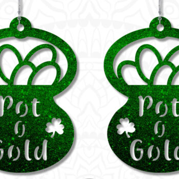 Intra απο ξύλο plywood 3mm-4mm πάχος – Σκουλαρίκια St Patrick's Day, Pot of Gold Δίασταση  5x5 cm INTRAFABR-6903138 - Image 2