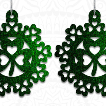 Intra απο ξύλο plywood 3mm-4mm πάχος – Σκουλαρίκια St Patrick's Day, Shamrock Δίασταση 5x5 cm INTRAFABR-6884189 - Image 3