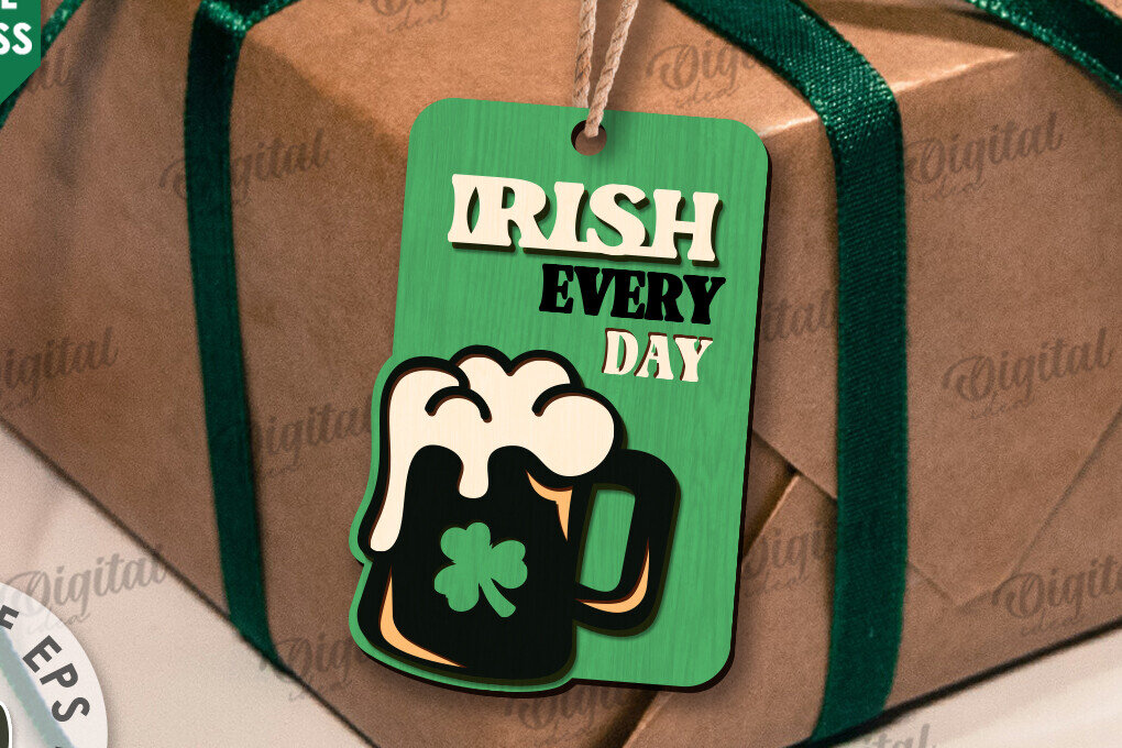 Intra απο ξύλο plywood 3mm-4mm πάχος – Κοπή λέιζερ με ετικέτα δώρου για την ημέρα του Αγίου Πατρικίου Δίασταση  20x20 cm INTRAFABR-112862326