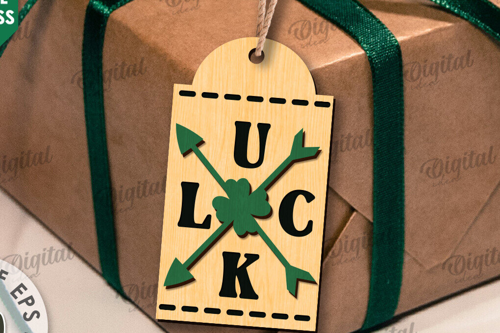 Intra απο ξύλο plywood 3mm-4mm πάχος – Κοπή λέιζερ με ετικέτα δώρου για την ημέρα του Αγίου Πατρικίου Δίασταση  20x20 cm INTRAFABR-112862027