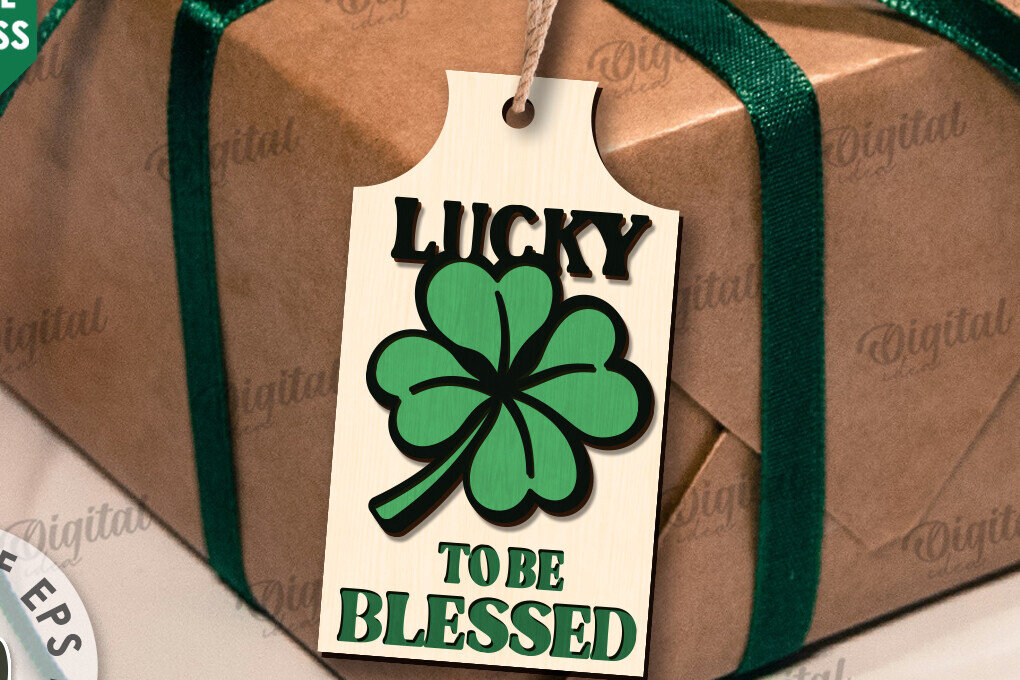 Intra απο ξύλο plywood 3mm-4mm πάχος – Κοπή λέιζερ με ετικέτα δώρου για την ημέρα του Αγίου Πατρικίου Δίασταση  20x20 cm INTRAFABR-112862088