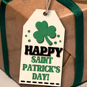 Intra απο ξύλο plywood 3mm-4mm πάχος – Κοπή λέιζερ με ετικέτα δώρου για την ημέρα του Αγίου Πατρικίου Δίασταση 20x20 cm INTRAFABR-112862144 - Image 1