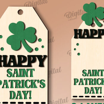 Intra απο ξύλο plywood 3mm-4mm πάχος – Κοπή λέιζερ με ετικέτα δώρου για την ημέρα του Αγίου Πατρικίου Δίασταση 20x20 cm INTRAFABR-112862144 - Image 3