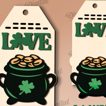 Intra απο ξύλο plywood 3mm-4mm πάχος – Κοπή λέιζερ με ετικέτα δώρου για την ημέρα του Αγίου Πατρικίου Δίασταση 20x20 cm INTRAFABR-112862266 - Image 3