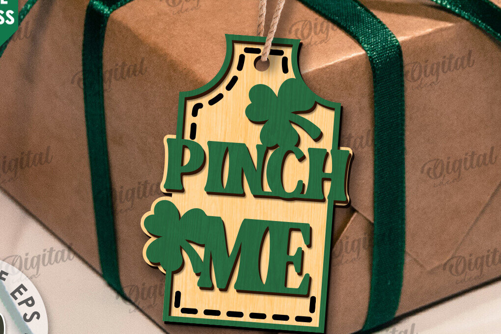 Intra απο ξύλο plywood 3mm-4mm πάχος – Κοπή λέιζερ με ετικέτα δώρου για την ημέρα του Αγίου Πατρικίου Δίασταση  20x20 cm INTRAFABR-112861651