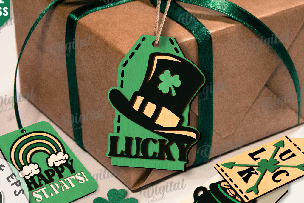 Intra απο ξύλο plywood 3mm-4mm πάχος – Πακέτο λέιζερ με ετικέτες δώρου του Αγίου Πατρικίου Δίασταση  20x20 cm INTRAFABR-112890228