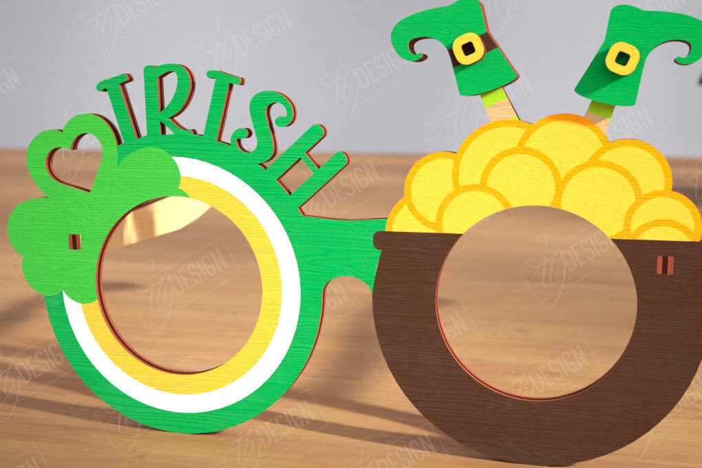 Intra απο ξύλο plywood 3mm-4mm πάχος – Γυαλιά St. Patrick's Day | Αξεσουάρ Δίασταση  20x20 cm INTRAFABR-115440748